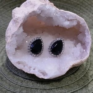 Rhinestone and Black Onyx Earrings
